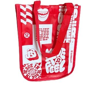 lululemon shopping tote bag Small red white